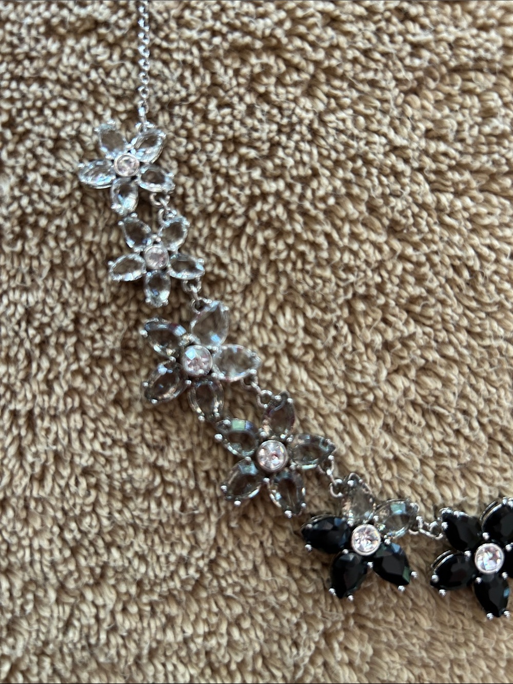 kate spade Silver-tone Necklace with Black & Clear Crystal Flowers - Picture 2 of 6